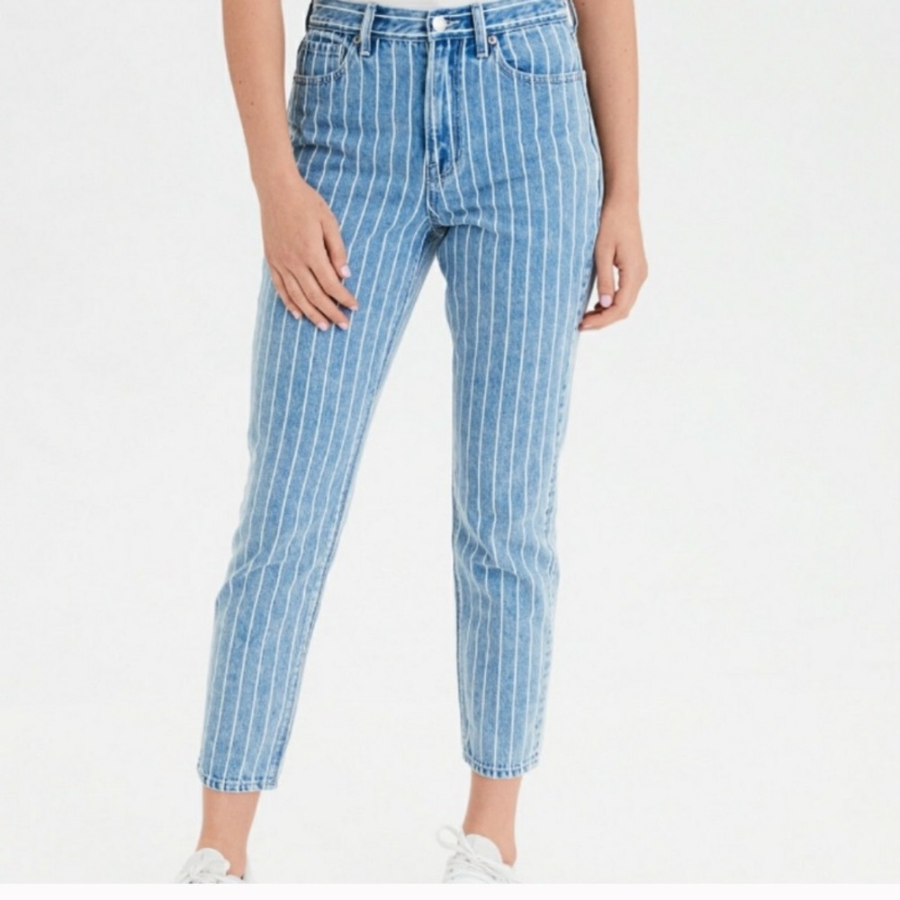 American Eagle Striped Mom Jeans